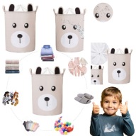 POJEMNIK NA ZABAWKI DUŻY KOSZ TKANINA BEŻOWY ZAMYKANY ORGANIZER 35X35X45CM