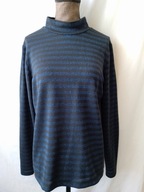 Bluzka czarna w niebieskie, mieniące paski - M