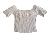 Bershka Krótka Bluzka Prążkowana „Hiszpanka” – Rozmiar 36 / S