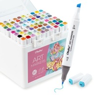 Ohuhu Markery alkoholowe, 80 kolorów pisak z podwójną końcówką + blender