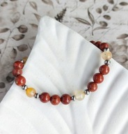 Regulowana bransoletka z czerwonymi kamieniami, jaspis, prezent dla Mamy