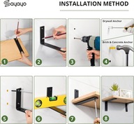 Czarne wsporniki, kątowniki regałowe 150x150x38mm 4 sztuki