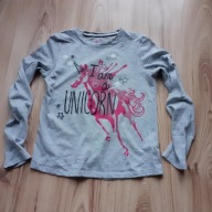 F&F - szara bluzka dziewczęca 146 152 UNICORN