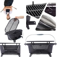 GRILL WĘGLOWY 43 x 23 cm ŻELIWNY RUSZT OGRODOWY OKRĄGŁY MAŁY MINI PRZENOŚNY