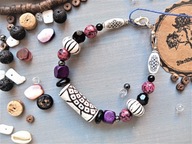 CITY JUNGLE bransoletka różowo-czarny rodonit hematyt stal BlackberriesArts