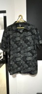 `14 Koszula hawajska Van Heusen czerń szare liście palm kieszeń duża 2XL