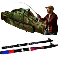 PODWÓJNY ZESTAW WĘDKARSKI 3,6m KOŁOWROTKI+AKCESORIA+POKROWIEC