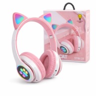 Słuchawki Kotki Dla Dziewczynki Bluetooth LED Gamingowe