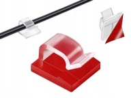 Uchwyt do kabli samoprzylepny przezroczysty 10 sztuk zestaw mocna taśma