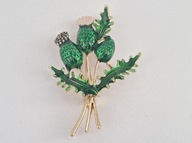 CIEKAWA POZŁACANA BROSZKA EMALIA CYRKONIE