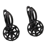 55601 Kolczyki czarna stal chirurgiczna eleganckie z cyrkoniami