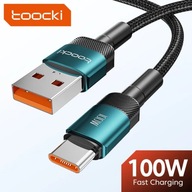 Kabel Ładowania TOOCKI 2m USB-A do USB-C Kabel z Oplotem Czarno-Zielony 6A