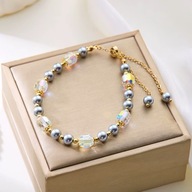 Bransoletka damska zaciągana z perłami złota CLM68