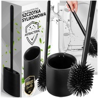 SZCZOTKA DO WC SILIKONOWA TOALETOWA DO ŁAZIENKI TOALETY CZARNA + STOJAK