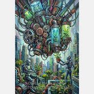 Maszyna do produkcji roślin kwiatów obraz na płótnie 58x85 roboty sadzenie