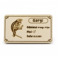 Grawerowana plakietka dla gekona – imię, płeć, data, odmiana do terrarium