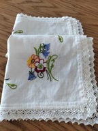 Desing Vintage obrus serweta haft koronka skandynawskie lniane cacko 46x48
