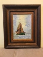 Obraz olejny Zaglowka na morzu