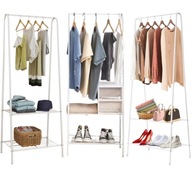 WIESZAK STOJĄCY PODŁOGOWY BIAŁY 35 X 60 X 154 CM LEKKI NA UBRANIA I BUTY