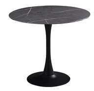 Stół marmur szary okrągły 90 cm noga czarna