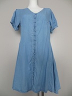 Sukienka w kolorze jasnego jeansu rozmiar 38 lekko rozkloszowana mini