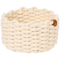 KOSZ KOSZYK GRUBO PLECIONY SZNUREK BAWEŁNA KOSMETYKI PRZYBORY 19x19 x11 cm