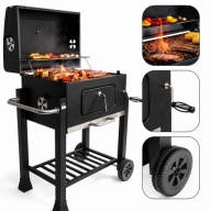Grill ogrodowy węglowy duży z pokrywą solidny, otwieracz do piwa +TERMOMETR