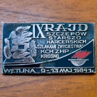 Odznaka ZHP Wetlina 1984 Bieszczady IX Rajd Szlakami Zwycięstwa harcerstwo