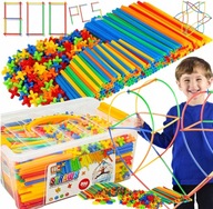 KLOCKI KONSTRUKCYJNE PATYCZKI SŁOMKI DO BUDOWANIA 800 ELEMENTÓW.