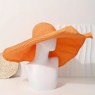 KAPELUSZ DAMSKI SLOMKOWY ODDYCHAJĄCY POMARAŃCZ SZEROKIE RONDO WAKACJE MODA