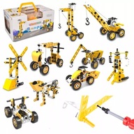 Klocki konstrukcyjne mechaniczne 8w1 | pojazdy edukacyjne 100 el
