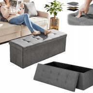 Pufa tapicerowana do przechowywania PODNÓŻEK ze schowkiem 110 cm SZARA