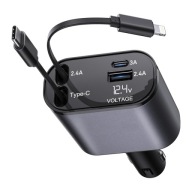 Ładowarka samochodowa– kabel USB-C i Lightning oraz port USB-C i USB-A
