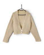 Damski Kardigan Sweter Wełniany Rozpinany Luźny Ecru |R. M/L