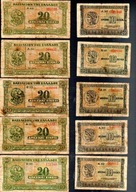 Grecja 10 banknotów.5 banknotów10 drachm 1940+5 banknotów 20 drachm 1940