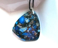 Niebiesko szary jaspis z pirytem, wisiorek - tarcza