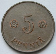 Finlandia 5 pennia 1920 - stan 1/2