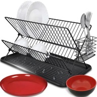 SUSZARKA NA NACZYNIA DWUPOZIOMOWA STOJĄCA OCIEKACZ NA TALERZE SZTUĆCE KUBKI