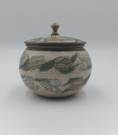 Pojemnik z pokrywką mosiądz wykonany techniką emalii komórkowej cloisonné