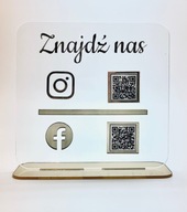 Tabliczka firmowa z kodem QR Instagram Facebook Reklama z pleksi