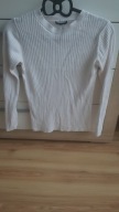 sweter oodji biały prążkowany 38/40