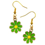 Kolczyki STOKROTKI Zielone Stalowe Złote PREZENT Wiosenne Kwiatowe