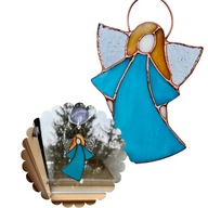Witraż ANIOŁEK Tiffany 12×8 cm dekoracja do okna | żyłka + przyssawka