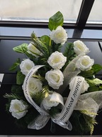 Wiązanka pogrzebowa z RÓŻ na podkładzie z rączką Duża Wieniec pogrzebowy