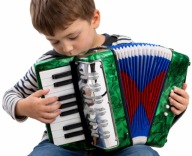 Duży Akordeon Dziecięcy Zielony Harmonia Instrument Muzyczny 23cm