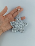 Brelok szydełkowa śnieżynka 3D duża Handmade