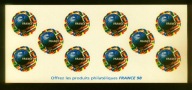 FRANCJA** Piłka, mundial we Francji, 10 znaczkowy zeszycik Mi 3279