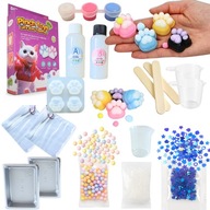 ZESTAW DO ROBIENIA GNIOTKÓW KOCIA PSIA ŁAPKA GNIOTKI ŻEL OZDOBY FORMY FARBY