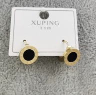 65316 Kolczyki złota stal chirurgiczna motyw zegara na kółku