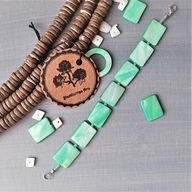 SURF Bransoletka miętowa masa perłowa szkło hematyt BlackberriesArts 18 cm